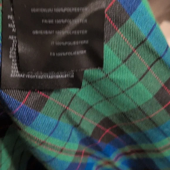 Unique Vintage Plaid Dress W Red Tr Sz XL P2P": 21in Waist:18in S2hem:42.5in - Picture 4 of 5